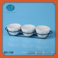 ceramic soup bowl set with metal stand